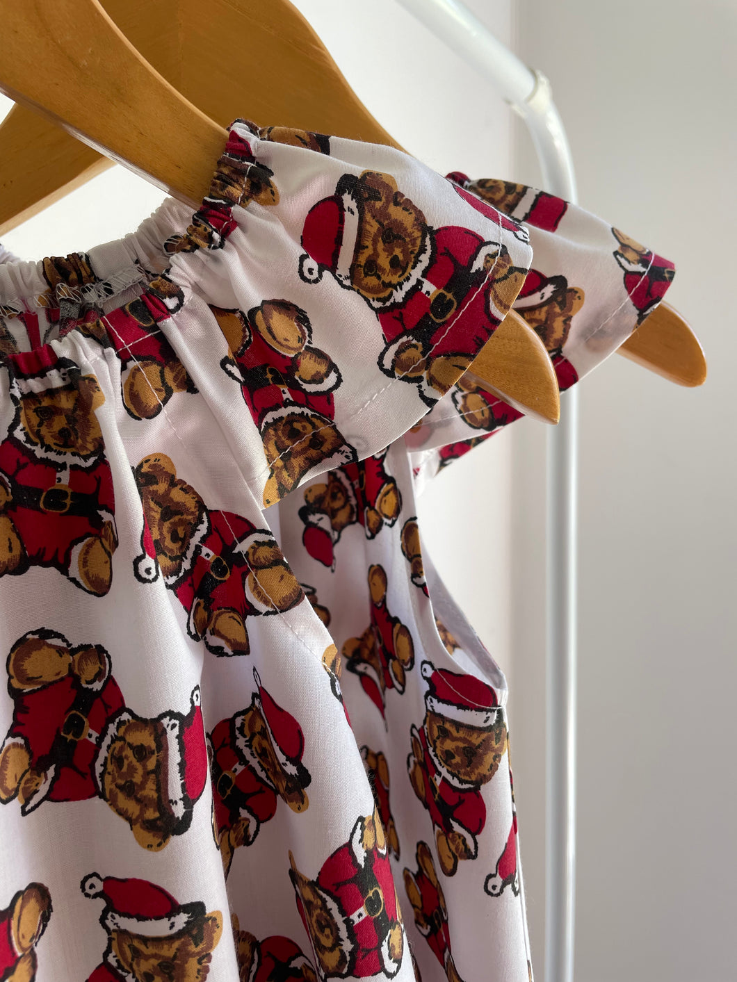 Christmas Teddy - Flutter Sleeve Dress