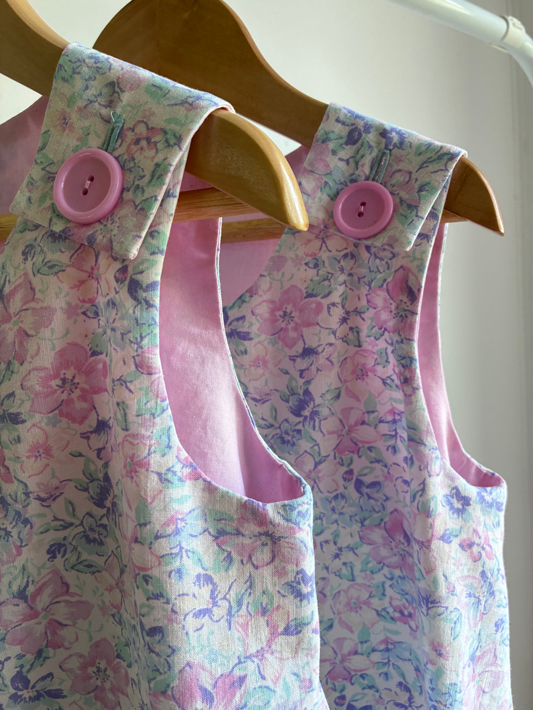 Purple Vintage Floral - Button Shoulder Dress