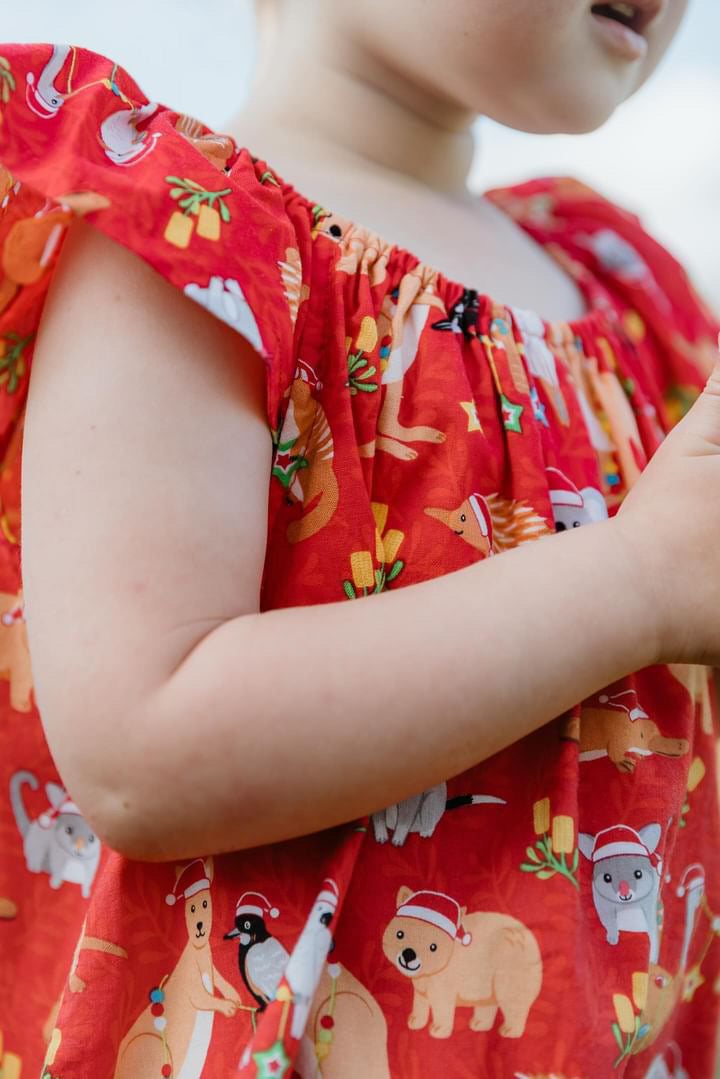 Aussie Christmas - Flutter Sleeve Dress