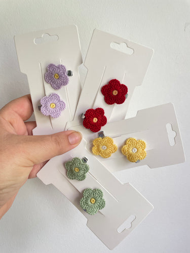 Mini Crochet Flower Clips