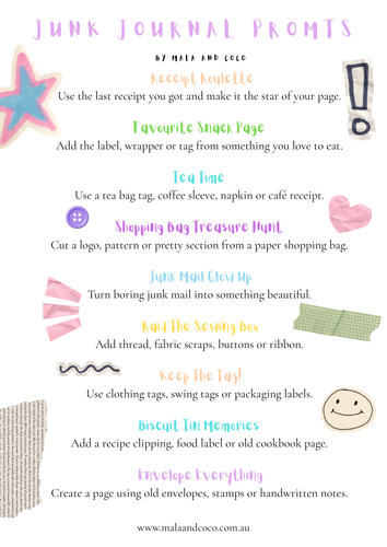 Junk Journal Prompts - FREE DOWNLOAD