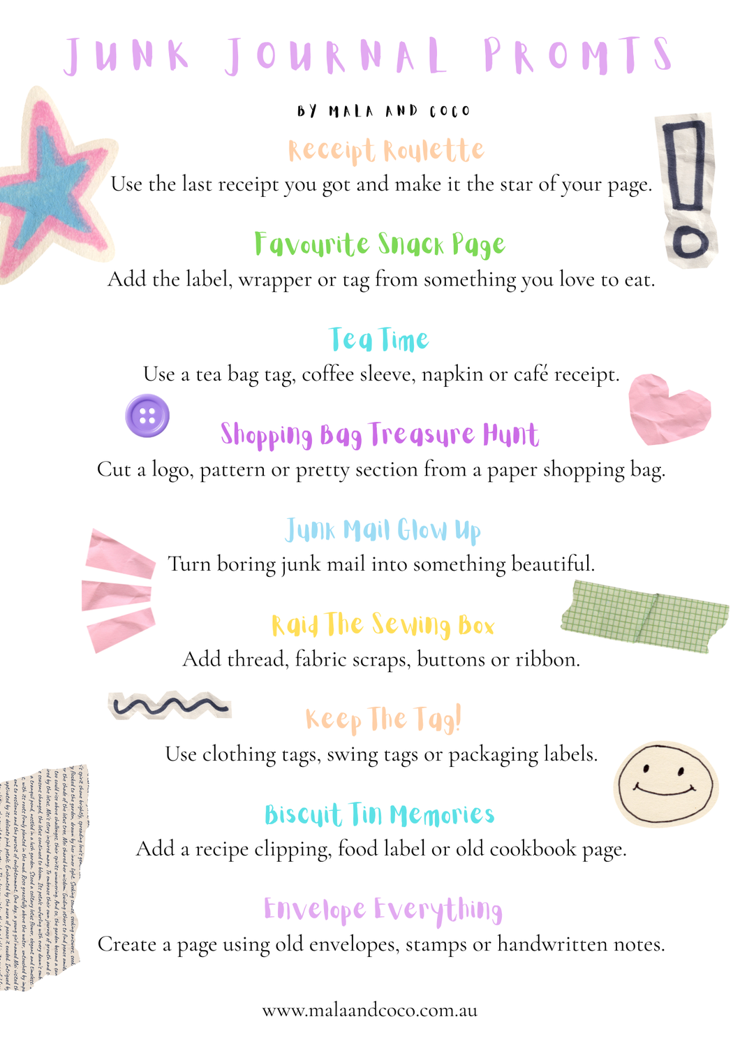 Junk Journal Prompts - FREE DOWNLOAD