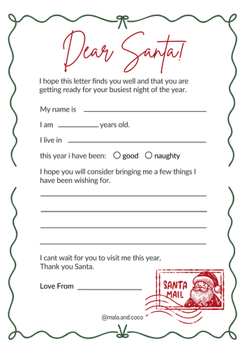 FREE SANTA LETTER
